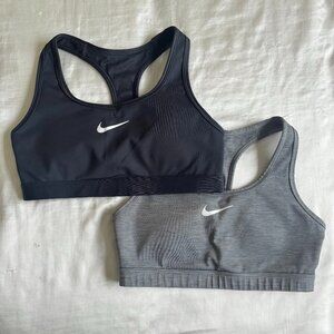 Bundle of 2 Nike Women's Dri-Fit Sports Bra Size S Grey & Black